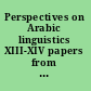 Perspectives on Arabic linguistics XIII-XIV papers from the thirteenth and fourteenth annual Symposium on Arabic Linguistics /