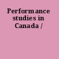 Performance studies in Canada /