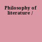 Philosophy of literature /