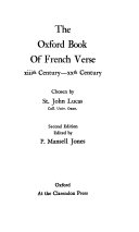 The Oxford book of French verse, XIIIth century-XXth century /