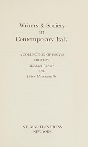 Writers & society in contemporary Italy : a collection of essays /