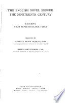 The English novel before the nineteenth century ; excerpts from representative types /