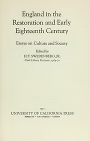 England in the Restoration and early eighteenth century ; essays on culture and society /