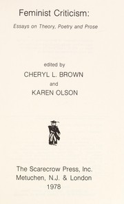 Feminist criticism : essays on theory, poetry, and prose /