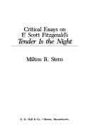 Critical essays on F. Scott Fitzgerald's Tender is the night /