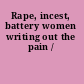 Rape, incest, battery women writing out the pain /