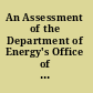 An Assessment of the Department of Energy's Office of Fusion Energy Sciences program