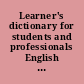 Learner's dictionary for students and professionals English for European public health /