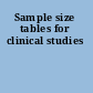 Sample size tables for clinical studies