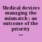 Medical devices managing the mismatch : an outcome of the priority medical devices project.