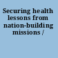 Securing health lessons from nation-building missions /