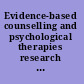 Evidence-based counselling and psychological therapies research and applications /