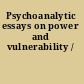 Psychoanalytic essays on power and vulnerability /