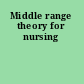 Middle range theory for nursing