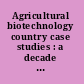 Agricultural biotechnology country case studies : a decade of development /