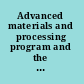 Advanced materials and processing program and the restructuring of materials science and technology in the United States from research to manufacturing /