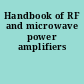 Handbook of RF and microwave power amplifiers