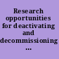 Research opportunities for deactivating and decommissioning Department of Energy facilities