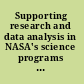 Supporting research and data analysis in NASA's science programs engines for innovation and synthesis /