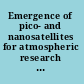Emergence of pico- and nanosatellites for atmospheric research and technology testing