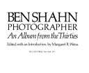 Ben Shahn, photographer : an album from the thirties /