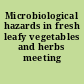 Microbiological hazards in fresh leafy vegetables and herbs meeting report.