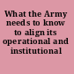 What the Army needs to know to align its operational and institutional activities