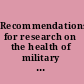 Recommendations for research on the health of military women bibliographies /