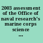 2003 assessment of the Office of naval research's marine corps science and technology program