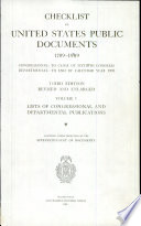 Checklist of United States public documents 1789-1909, congressional: to close of Sixtieth Congress; departmental: to end of calendar year 1909.