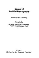 Manual of archival reprography /