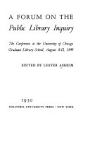 A forum on the Public Library Inquiry.