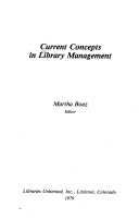 Current concepts in library management /