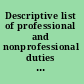 Descriptive list of professional and nonprofessional duties in libraries. : Preliminary draft /