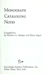 Monograph cataloging notes /