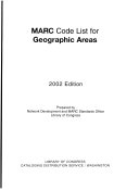 MARC code list for geographic areas /