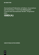 ISBD(A) : International standard bibliographic description for older monographic publications (antiquarian) /