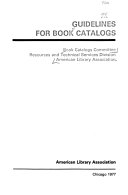 Guidelines for book catalogs /