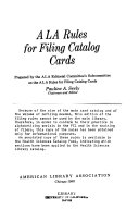 ALA rules for filing catalog cards /