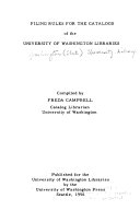 Filing rules for the catalogs of the University of Washington Libraries /