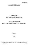 Universal decimal classification. : Special subject edition for nuclear science and technology.