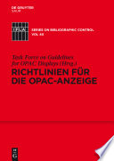 Richtlinien für die OPAC-Anzeige