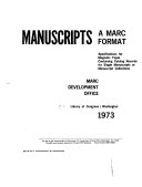 Manuscripts: a MARC format; specifications for magnetic tapes containing catalog records for single manuscripts or manuscript collections.