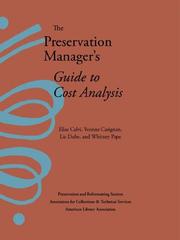 The preservation manager's guide to cost analysis /
