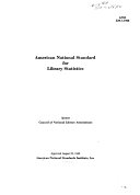 American national standard for library statistics. : Sponsor: Council of National Library Associations. Approved August 22, 1968.