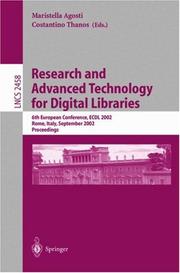 Research and advanced technology for digital libraries : 6th European conference, ECDL 2002, Rome, Italy, September 16-18, 2002 : proceedings /
