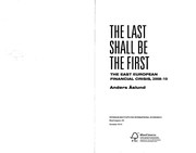 The last shall be the first : the East European financial crisis, 2008-10 /