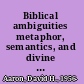 Biblical ambiguities metaphor, semantics, and divine imagery /