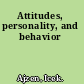 Attitudes, personality, and behavior