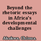 Beyond the rhetoric essays in Africa's developmental challenges /